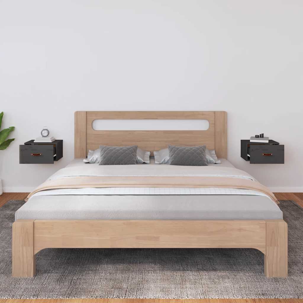 Mesita de noche de pared 2 uds gris 40x29,5x22 cm