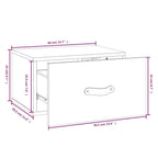 Mesita de noche de pared 2 uds gris 40x29,5x22 cm