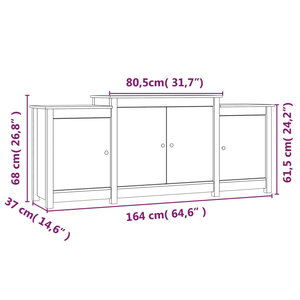 Aparador 164x37x68 cm Madera maciza de pino