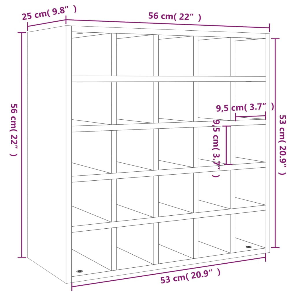 Vinoteca 56x25x56 cm Madera maciza de pino