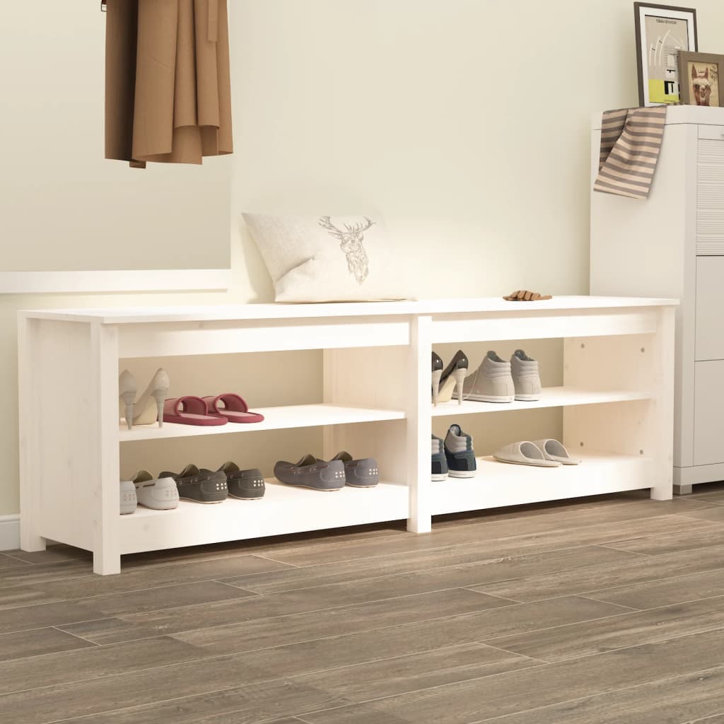Zapatero de madera maciza de pino 160x36,5x50 cm