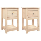 Mesitas de noche 2 uds madera maciza de pino 40x35x61,5 cm