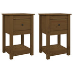 Mesitas de noche 2 uds madera de pino marrón miel 40x35x61,5 cm