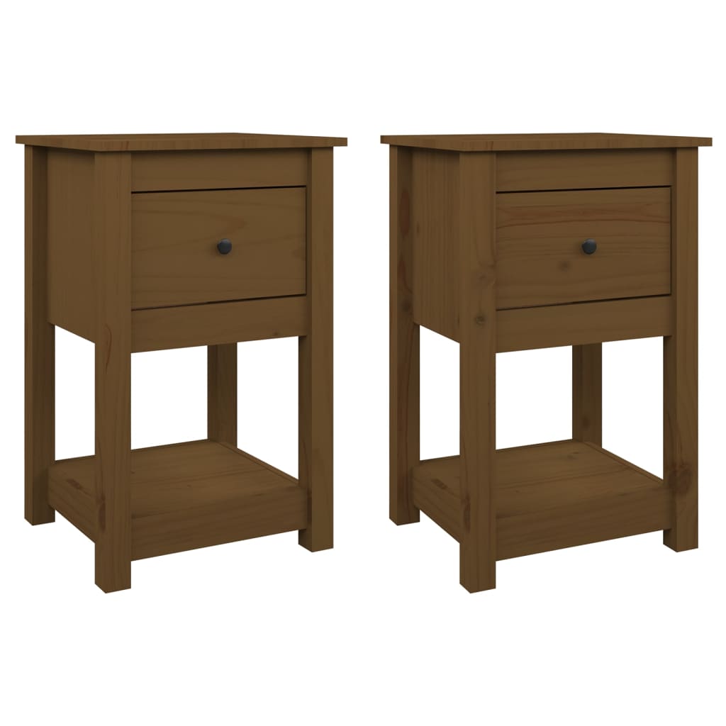 Mesitas de noche 2 uds madera de pino marrón miel 40x35x61,5 cm