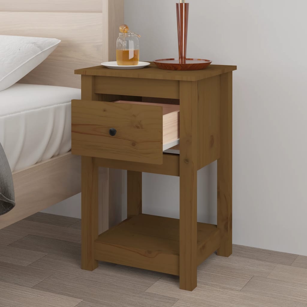 Mesitas de noche 2 uds madera de pino marrón miel 40x35x61,5 cm