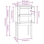 Aparador alto madera maciza de pino blanco 60x40x120 cm