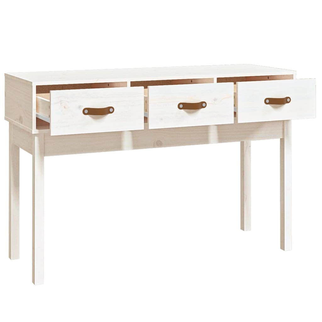Mesa consola de madera maciza de pino blanco 114x40x75 cm