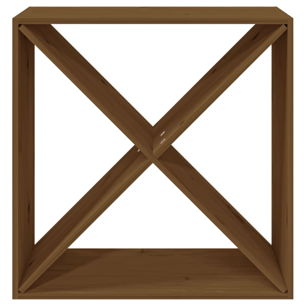 Botellero madera maciza de pino marrón miel 62x25x62 cm