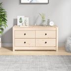 Aparador madera maciza pino blanco ratán natural 105x30x60 cm