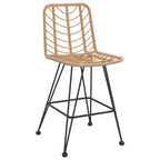 Taburetes de cocina 2 uds ratán PE y acero 45x56x103,5 cm