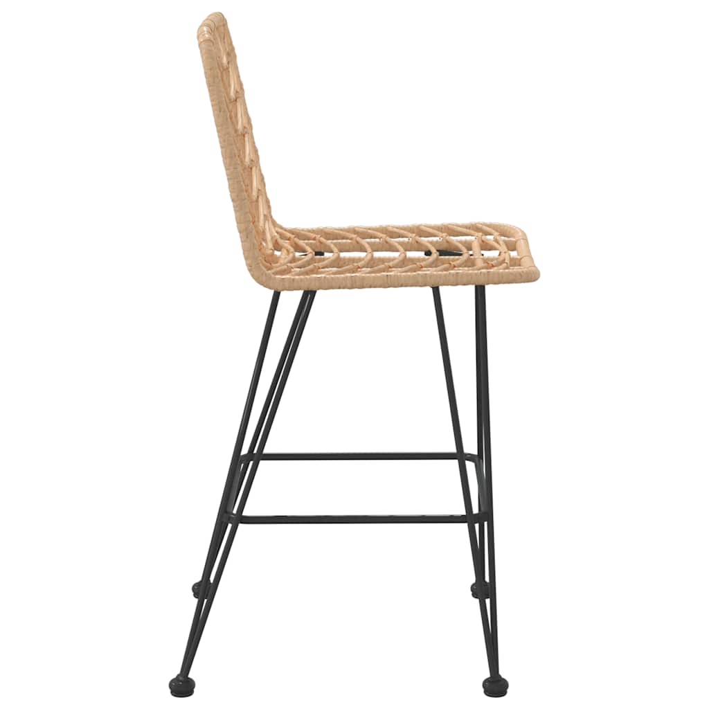 Taburetes de cocina 2 uds ratán PE y acero 45x56x103,5 cm