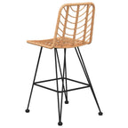Taburetes de cocina 2 uds ratán PE y acero 45x56x103,5 cm