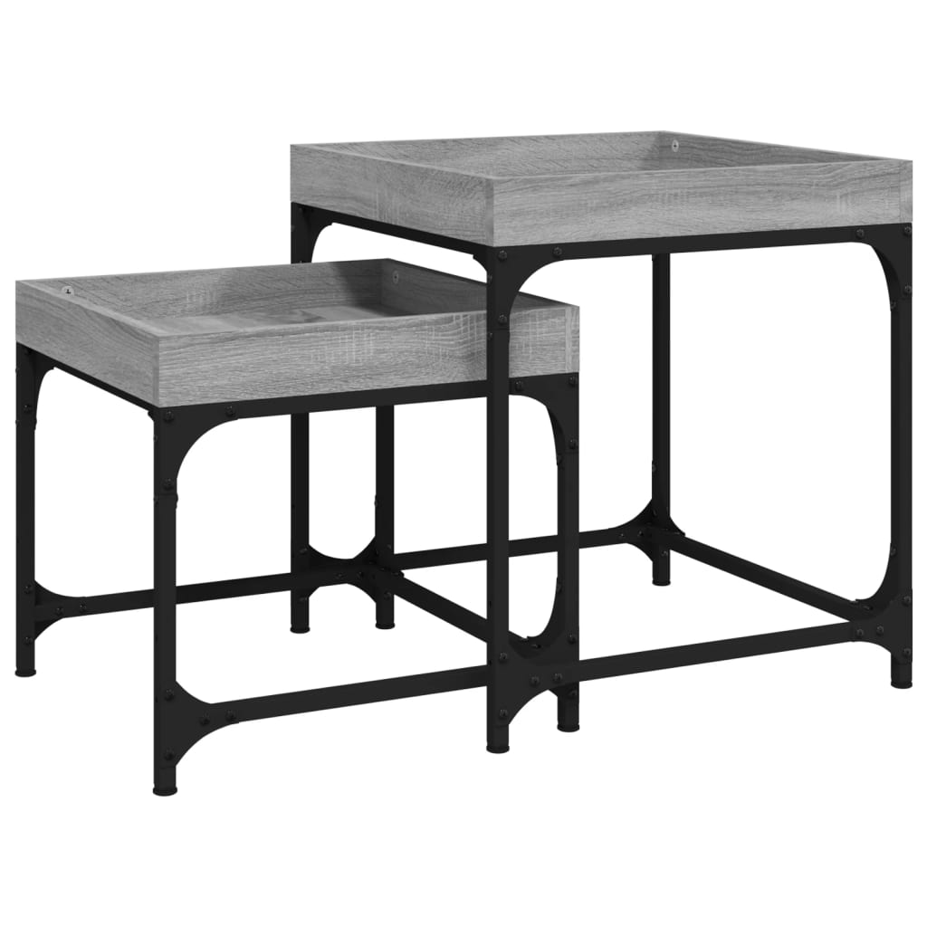 Mesitas auxiliares 2 uds madera contrachapada gris Sonoma