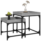 Mesitas auxiliares 2 uds madera contrachapada gris Sonoma