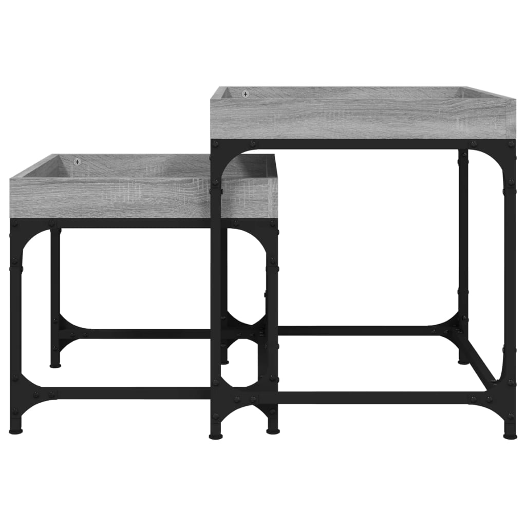 Mesitas auxiliares 2 uds madera contrachapada gris Sonoma