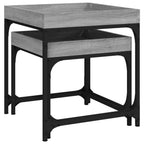 Mesitas auxiliares 2 uds madera contrachapada gris Sonoma