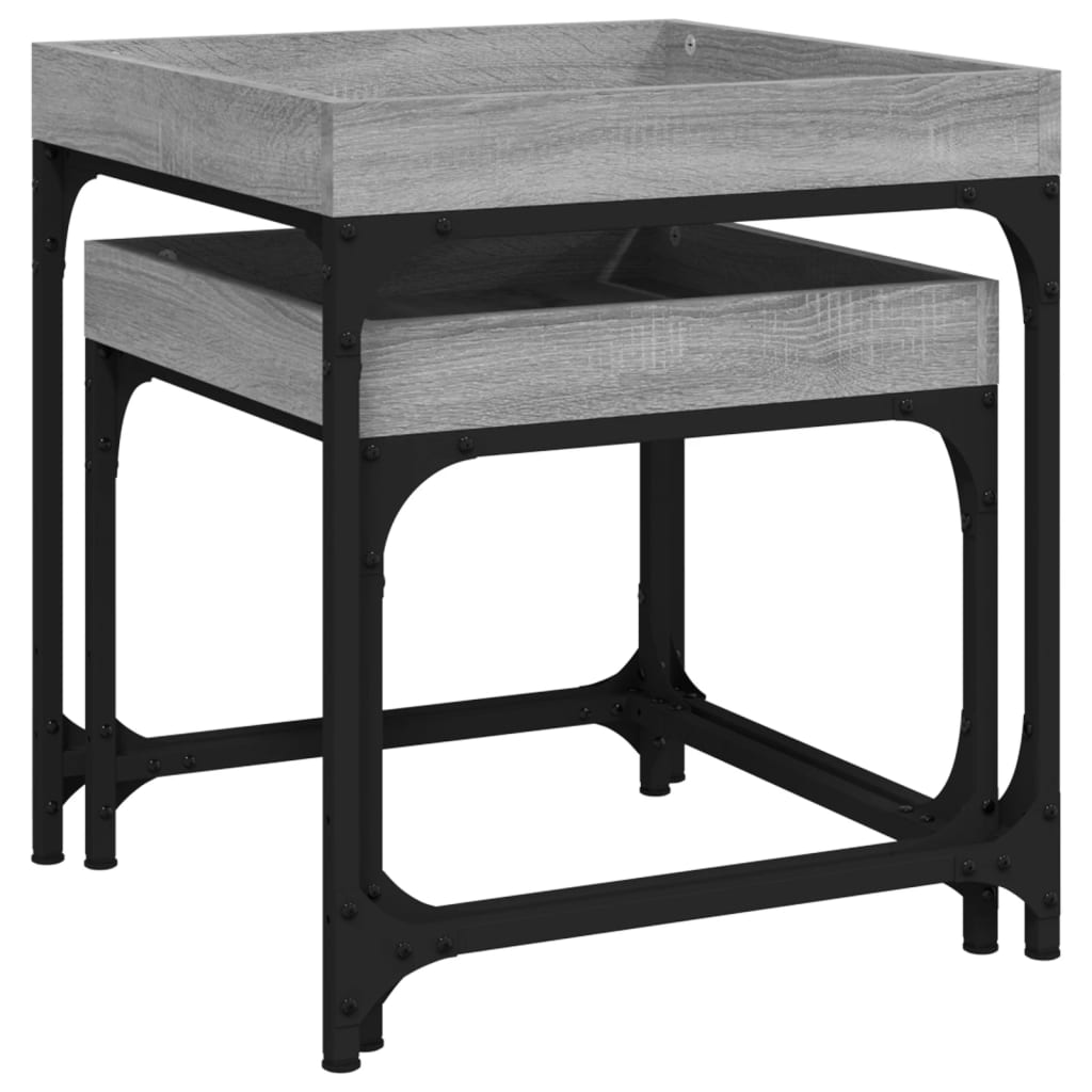 Mesitas auxiliares 2 uds madera contrachapada gris Sonoma