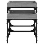 Mesitas auxiliares 2 uds madera contrachapada gris Sonoma