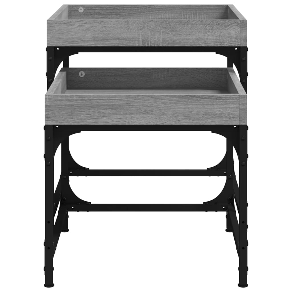 Mesitas auxiliares 2 uds madera contrachapada gris Sonoma