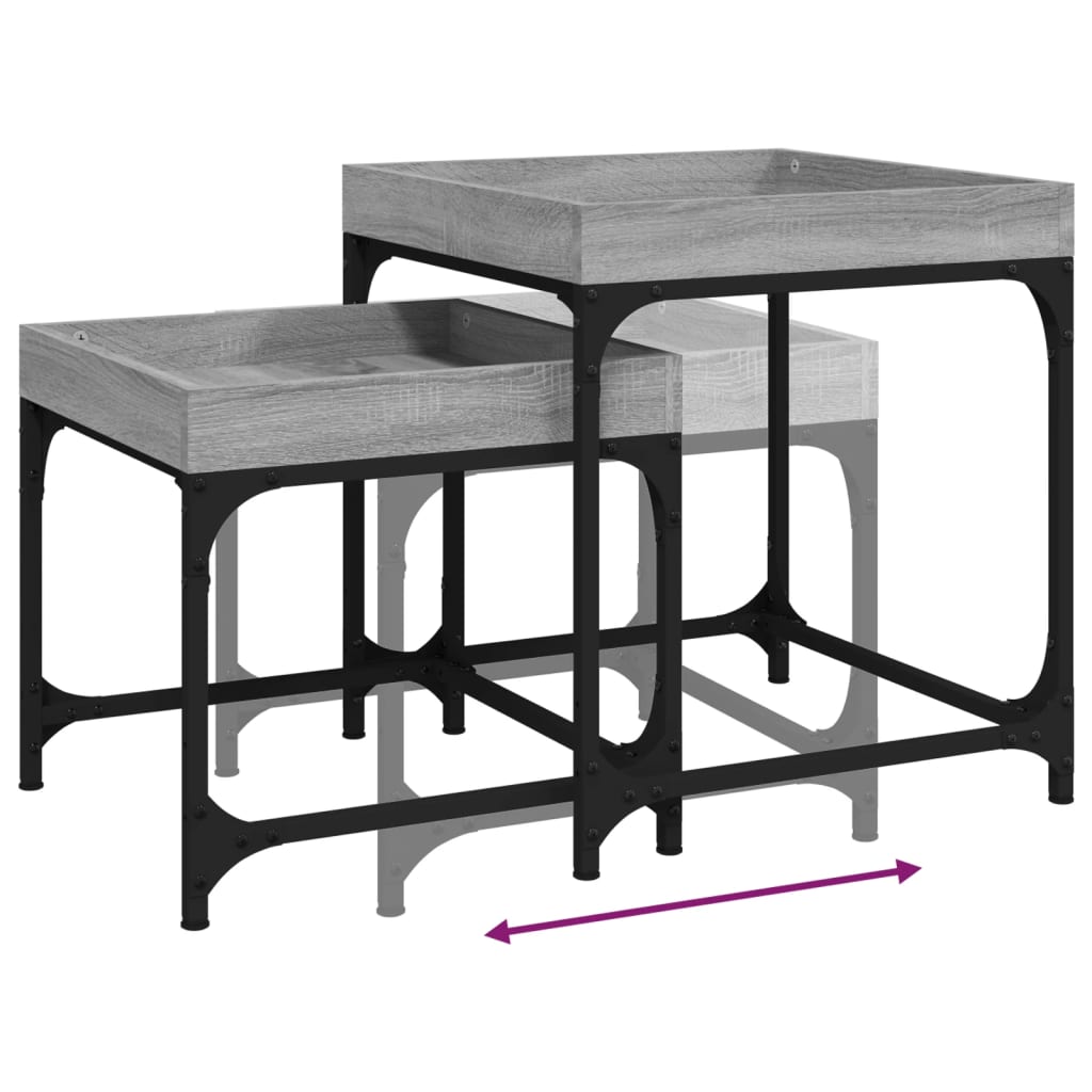 Mesitas auxiliares 2 uds madera contrachapada gris Sonoma