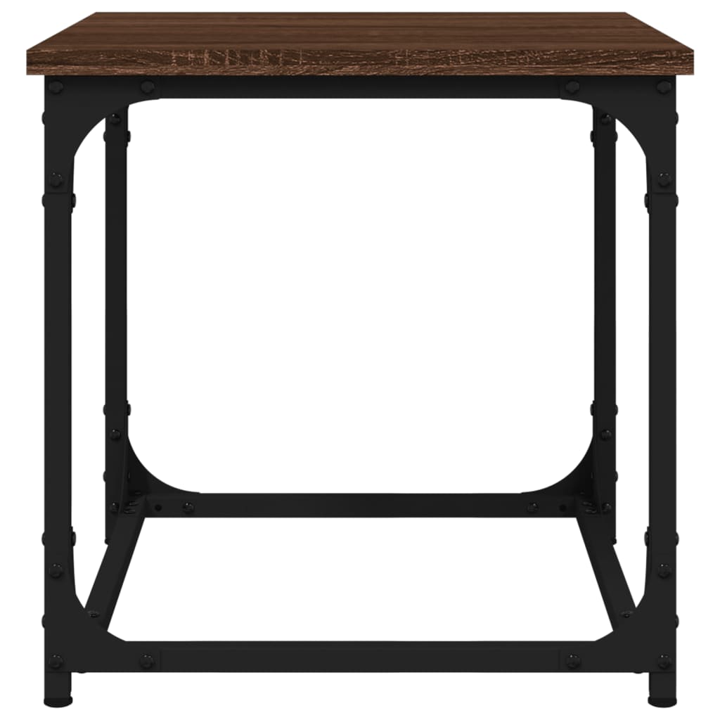 Mesa auxiliar de madera contrachapada marrón roble 40x40x40 cm