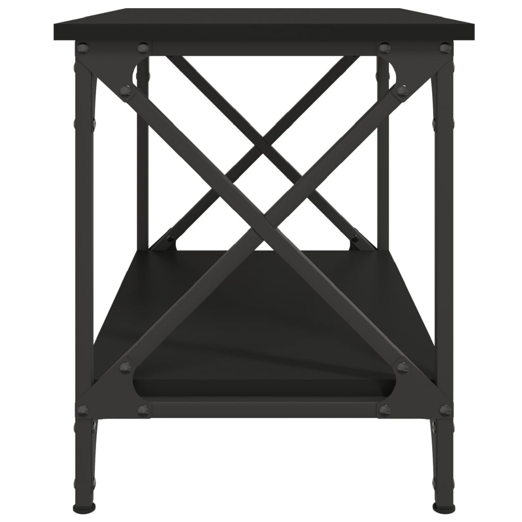 Mesa auxiliar de madera contrachapada negro 55x38x45 cm