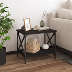 Mesa auxiliar de madera contrachapada negro 55x38x45 cm
