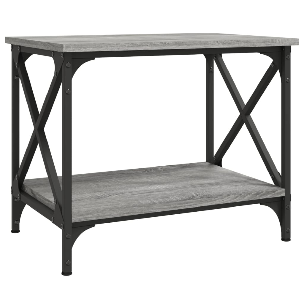 Mesa auxiliar madera contrachapada gris Sonoma 55x38x45 cm