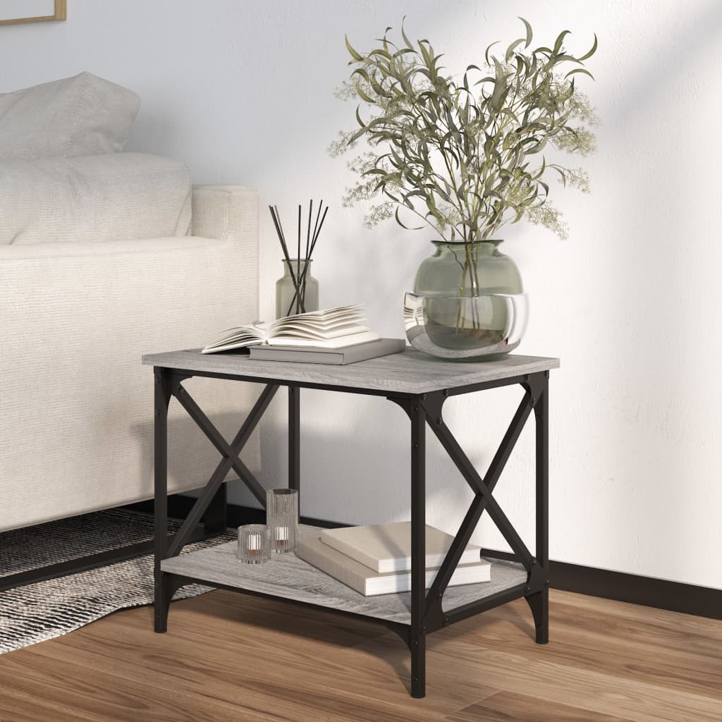 Mesa auxiliar madera contrachapada gris Sonoma 55x38x45 cm