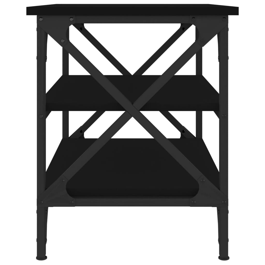 Mesa auxiliar de madera contrachapada negro 55x38x45 cm