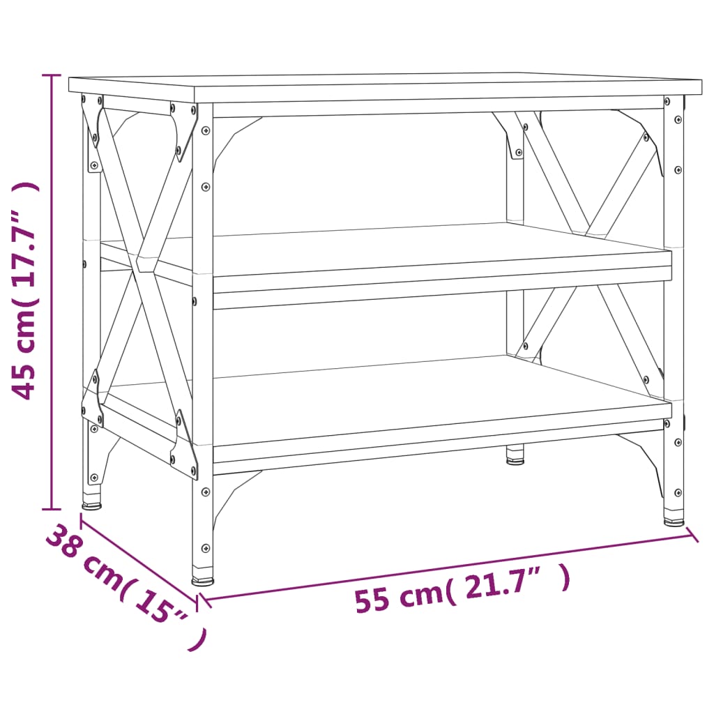 Mesa auxiliar madera contrachapada roble Sonoma 55x38x45 cm