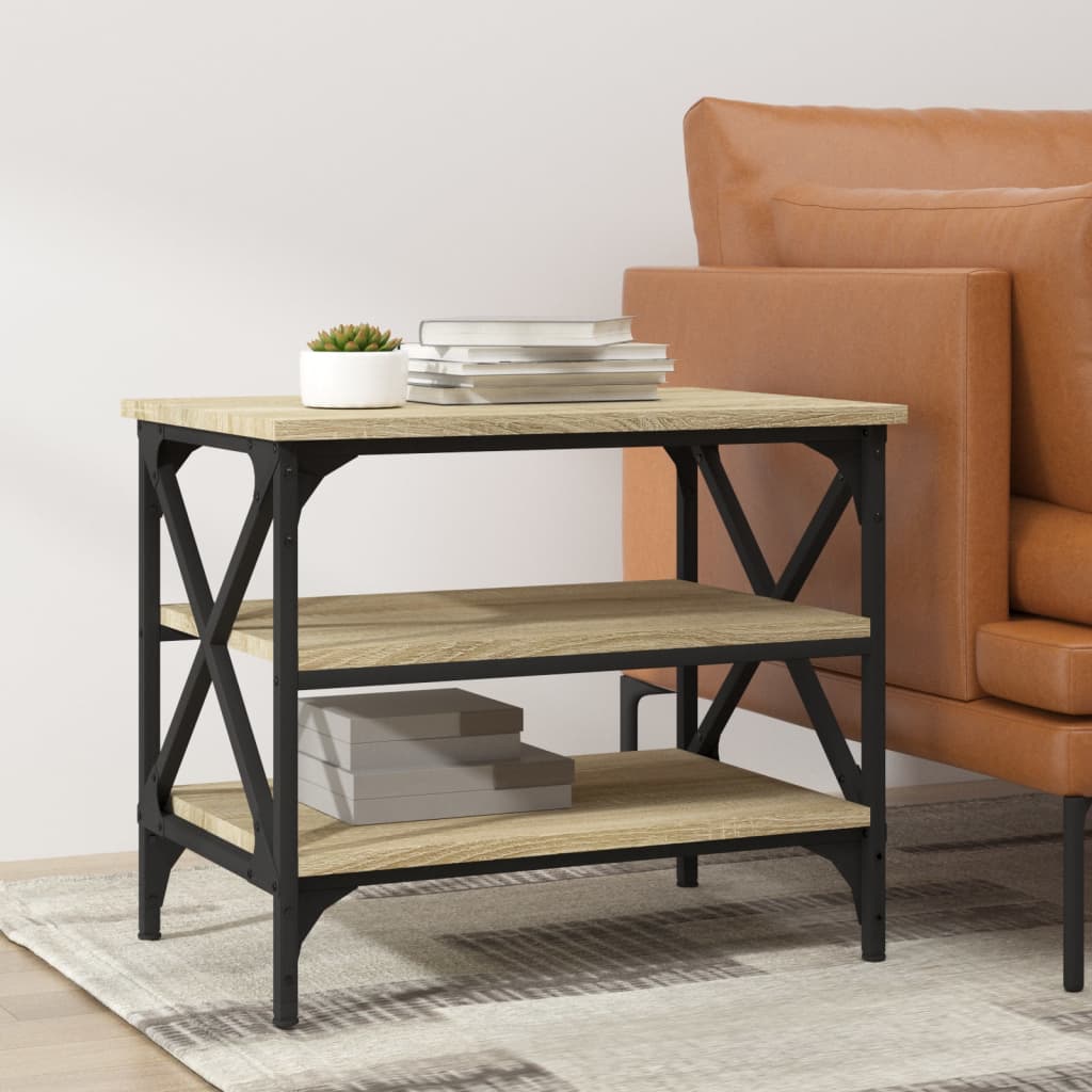 Mesa auxiliar madera contrachapada roble Sonoma 55x38x45 cm