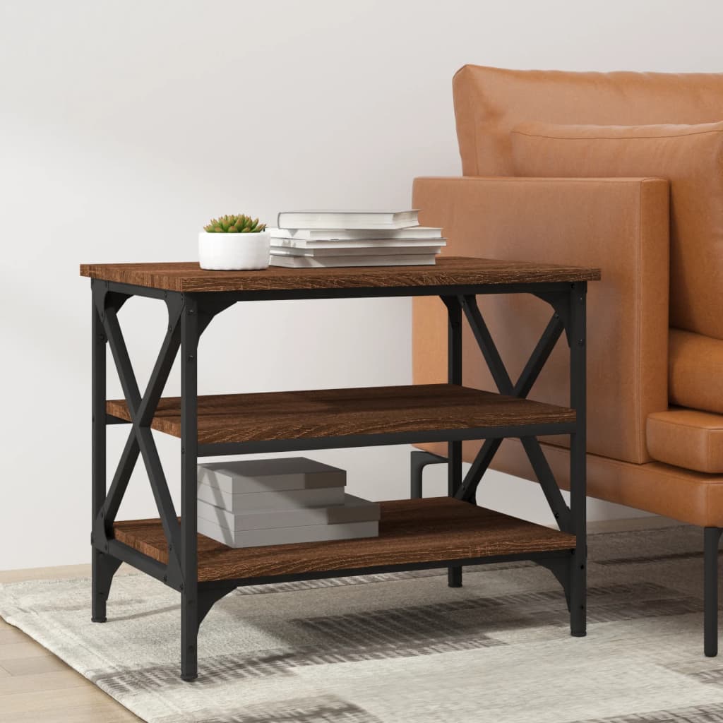 Mesa auxiliar madera contrachapada gris Sonoma 55x38x45 cm