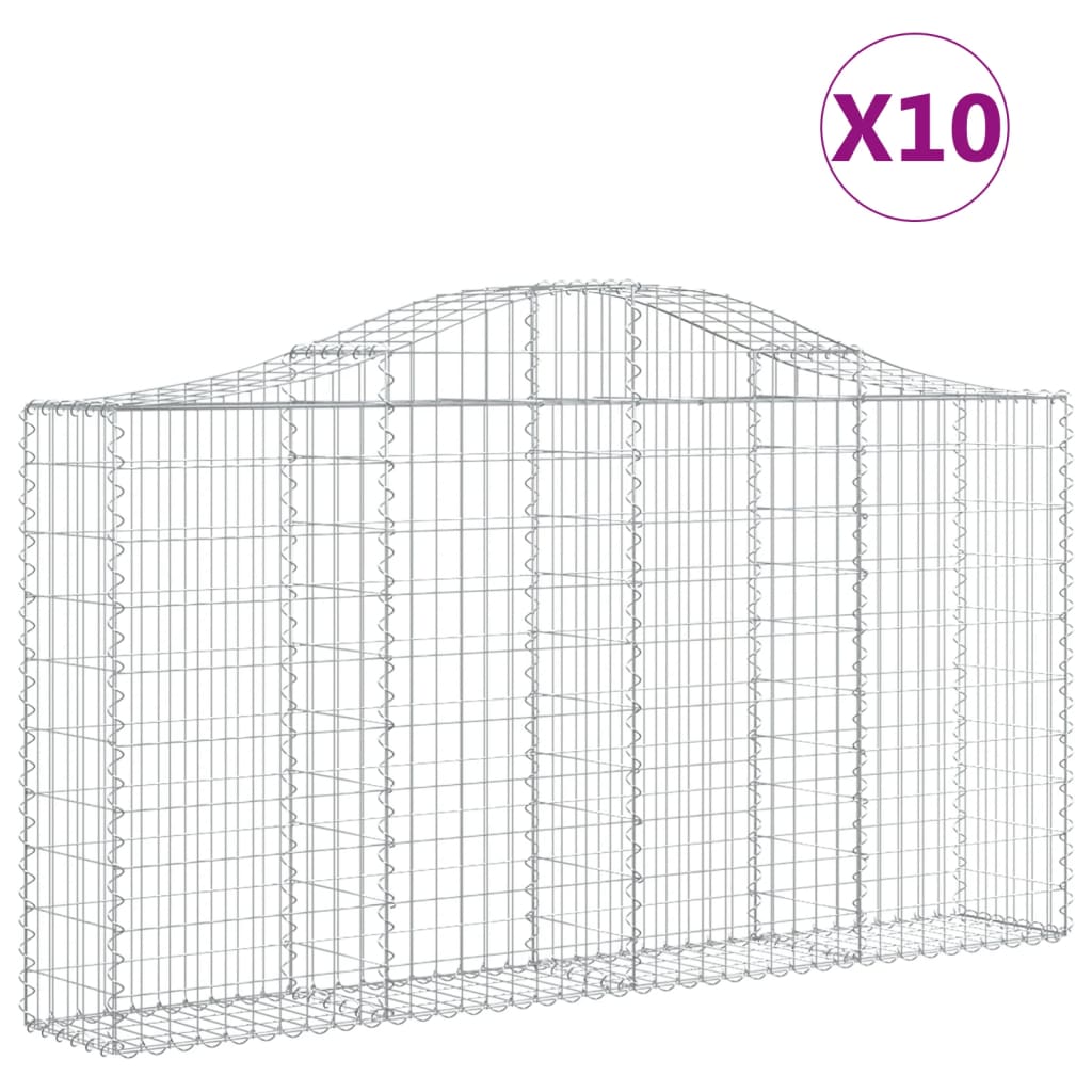 Cestas de gaviones 10 uds forma arco hierro 200x30x100/120 cm
