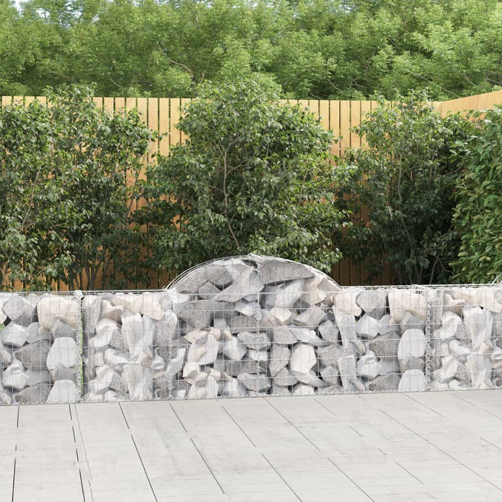 Cestas de gaviones 10 uds forma arco hierro 200x30x100/120 cm