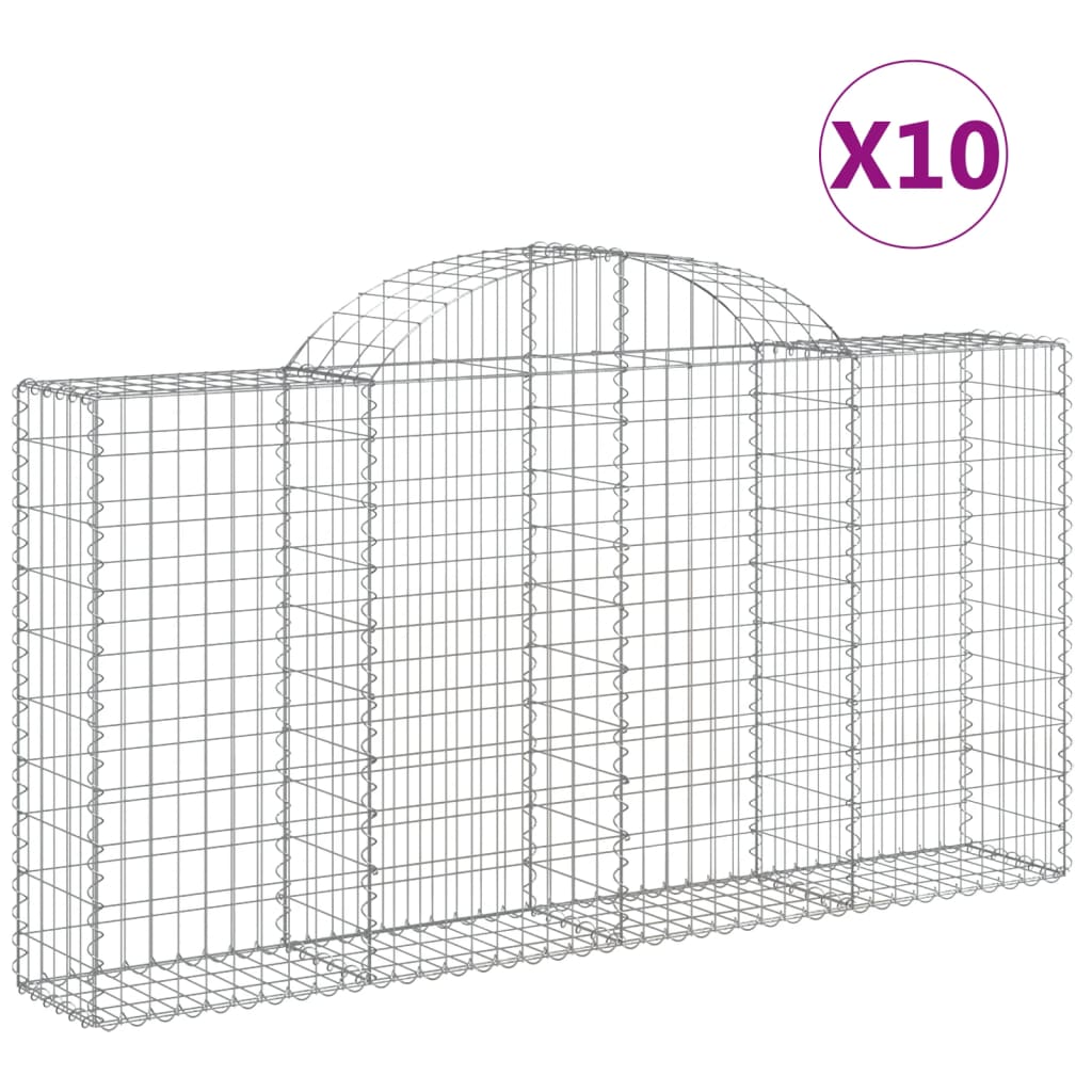 Cestas de gaviones 10 uds forma arco hierro 200x30x100/120 cm