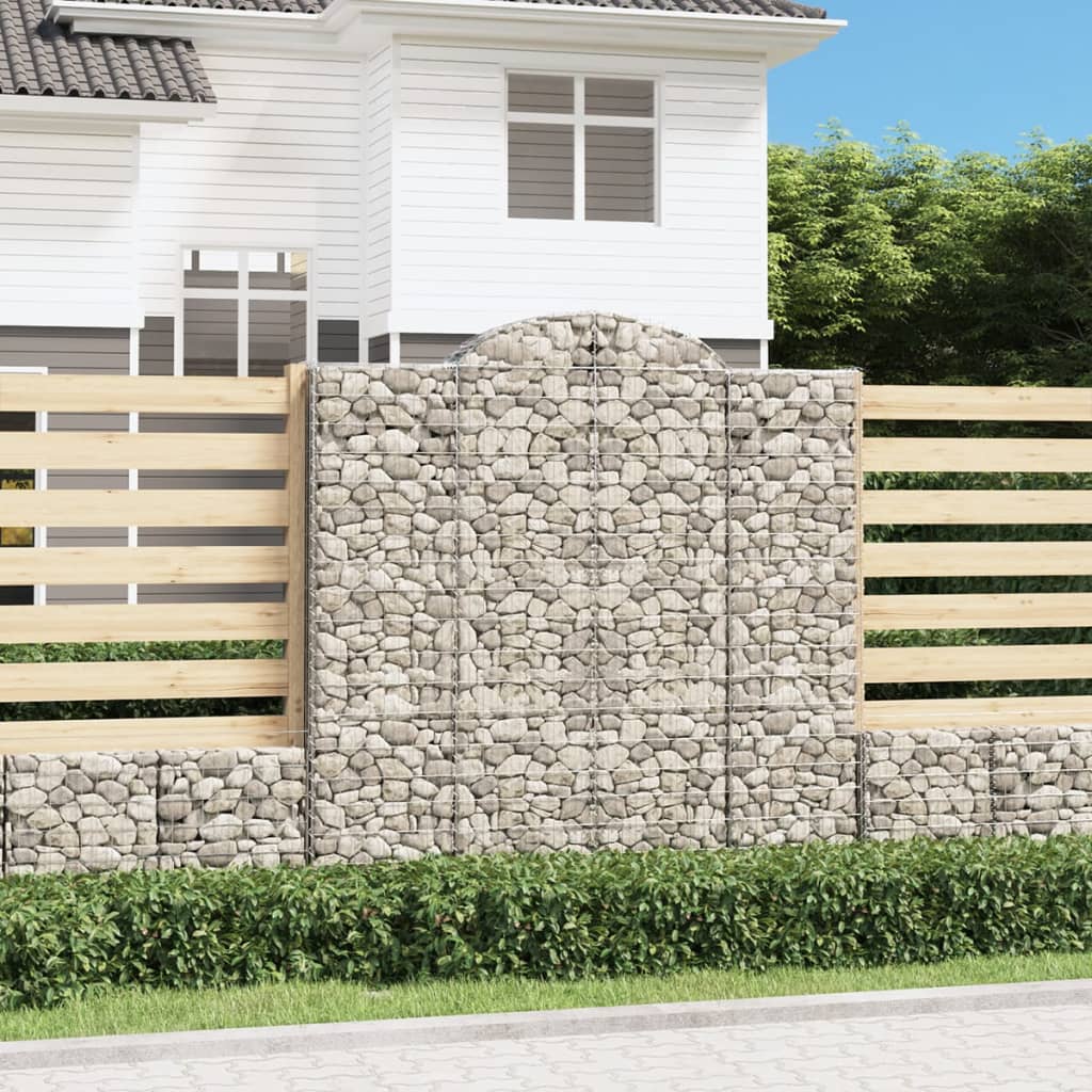 Cestas de gaviones 10 uds forma arco hierro 200x30x100/120 cm