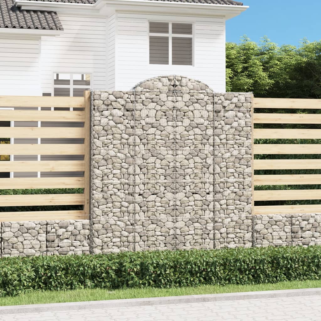 Cestas de gaviones 10 uds forma arco hierro 200x30x100/120 cm
