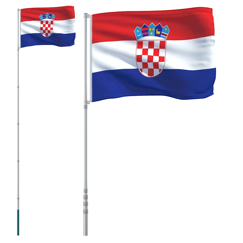Mástil y bandera de Croacia aluminio 5,5 m