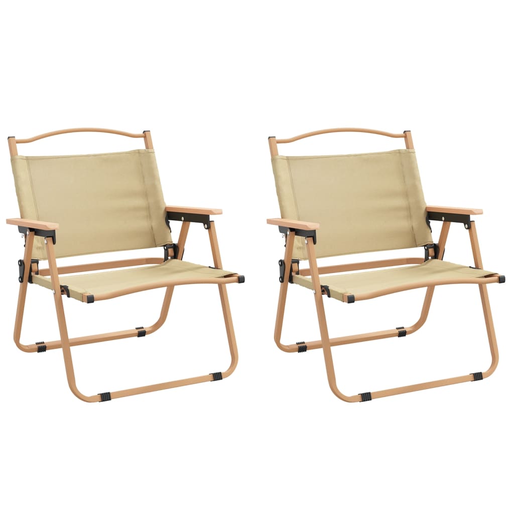 Sillas de camping 2 uds tela Oxford beige 54x43x59 cm