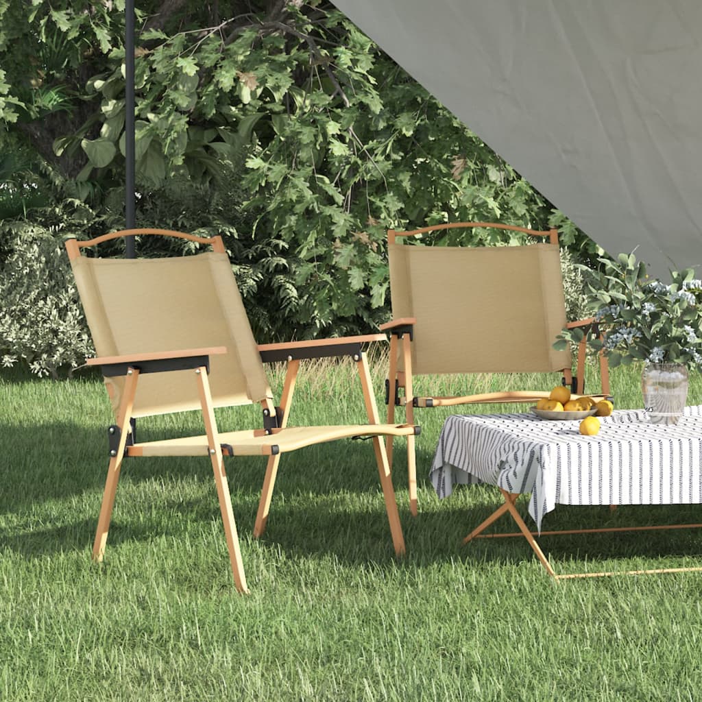 Sillas de camping 2 uds tela Oxford beige 54x43x59 cm