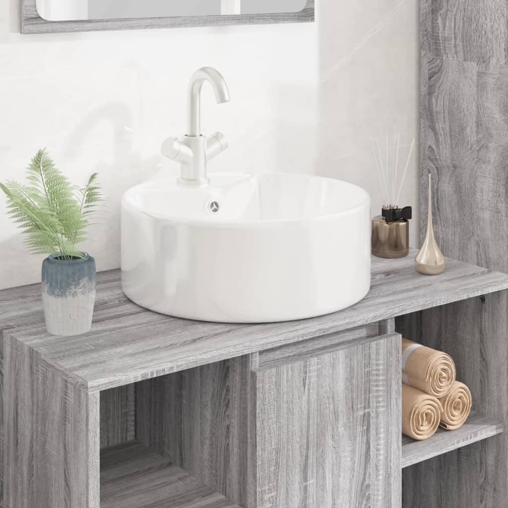 Lavabo redondo cerámica blanco 44x17 cm