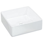 Lavabo cuadrado de cerámica blanco 37x37x13 cm