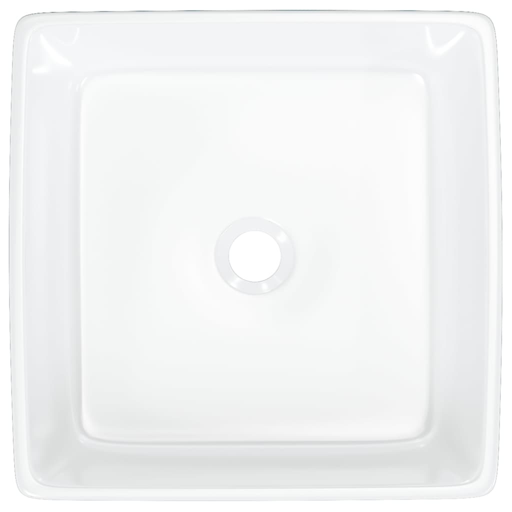 Lavabo cuadrado de cerámica blanco 37x37x13 cm