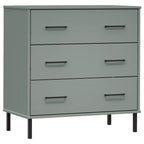 Aparador con 3 cajones OSLO madera maciza gris 77x40x79,5 cm