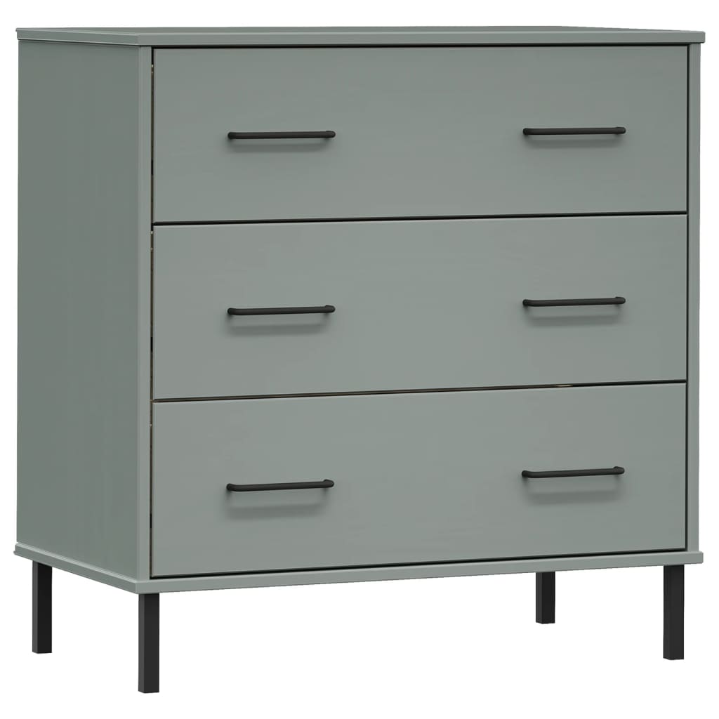 Aparador con 3 cajones OSLO madera maciza gris 77x40x79,5 cm