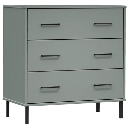 Aparador com 3 gavetas OSLO madeira maciça cinza 77x40x79,5 cm