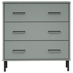 Aparador con 3 cajones OSLO madera maciza gris 77x40x79,5 cm