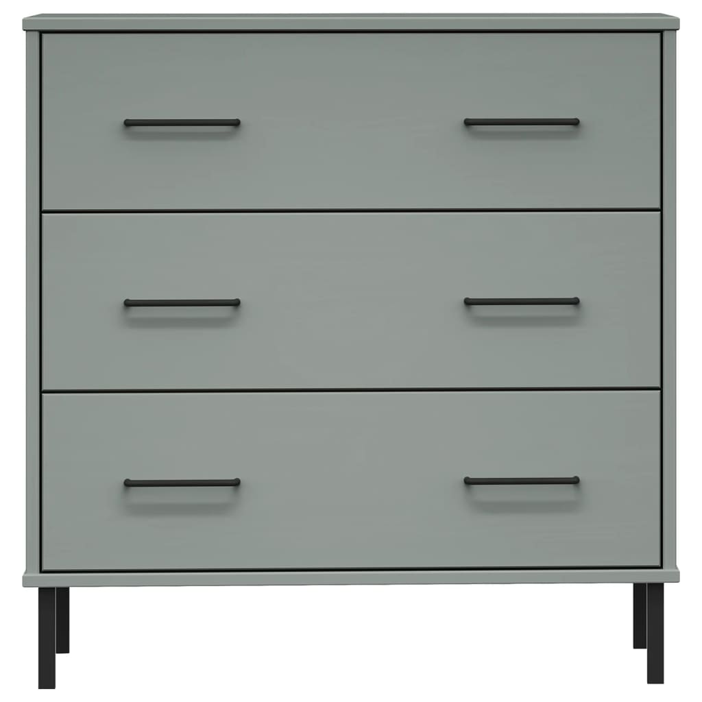 Aparador con 3 cajones OSLO madera maciza gris 77x40x79,5 cm