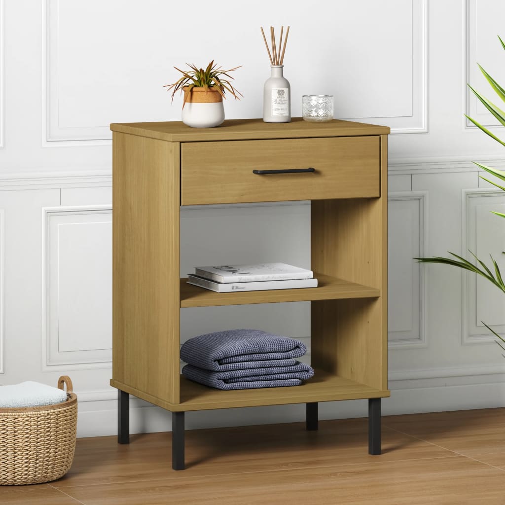 Armario consola patas de metal madera maciza pino blanco OSLO
